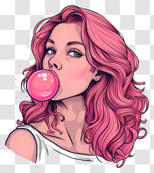 Bubble Gum Day - Woman Blowing Bubblegum Transparent PNG