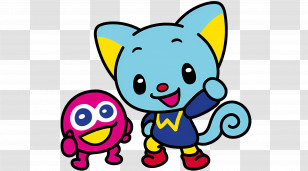 Buddyeddy - Blue Cat And Pink Friend Transparent PNG