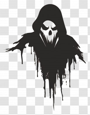 Grim Reaper - Grim Reaper Silhouette With Dripping Design Transparent PNG