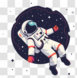 Cosmonaut - Cartoon Astronaut Floating In Space Illustration Transparent PNG