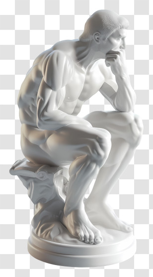 Thinker - Classical Thinking Pose Statue Transparent PNG