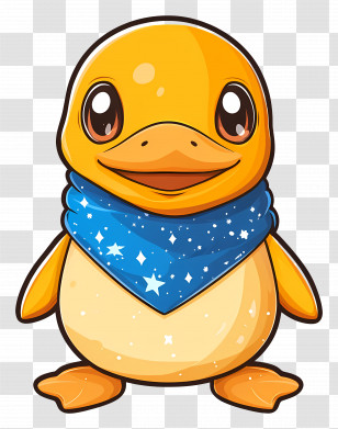 Cartoon Duck - Cute Duck With Blue Bandana Cartoon Transparent PNG