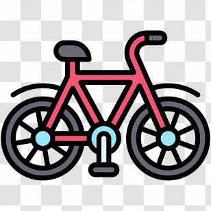 Bicycle - Cartoon Style Red Bicycle Illustration Transparent PNG
