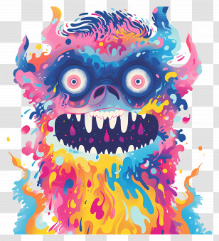 Monster - Colorful Monster With Big Eyes Transparent PNG