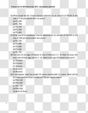 Paper Mathematics Question Multiple Choice Document Transparent PNG