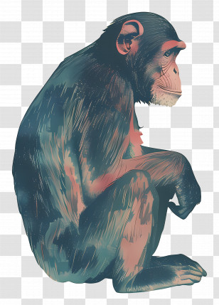Monkey - Chimpanzee Sitting Illustration Transparent PNG