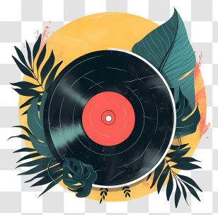 Vinyl Record - Vinyl Record With Tropical Design Transparent PNG
