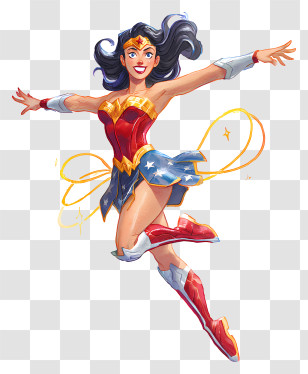 Wonder Woman - Red-Blue Superheroine Jumping Transparent PNG