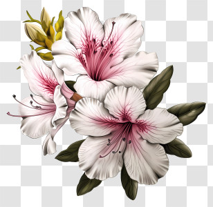 Hand Drawn Elegant Azalea Flower - Elegant White And Pink Flowers Design Transparent PNG