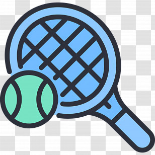 Tennis Racket - Blue Tennis Racket With Ball Illustration Transparent PNG