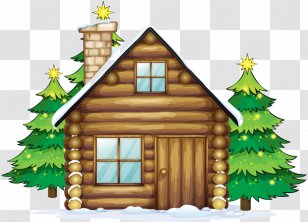 Family Tree Drawing - Log Cabin - Christmas Facade Transparent PNG