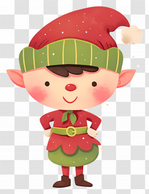 Christmas Santa Helper - Cartoon Christmas Elf In Red And Green Outfit Transparent PNG