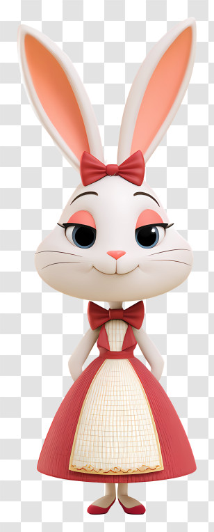 Miss Bunny - Cartoon Rabbit In Red Dress Transparent PNG