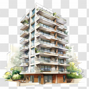 Condominium - Modern Apartment Building Transparent PNG