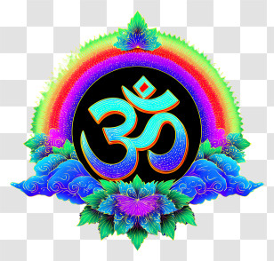 Electric Neon Element - Rainbow OM Symbol Design Transparent PNG
