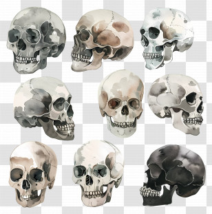 Skull - Artistic Watercolor Skull Illustrations Transparent PNG