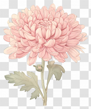 Pink Chrysanthemum - Elegant Pink Chrysanthemum Illustration Transparent PNG