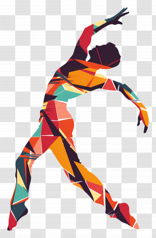 Dancer Silhouette - Colorful Abstract Silhouette Of A Dancer Transparent PNG