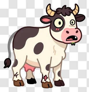 Funny Spotted Cow Cartoon Transparent PNG