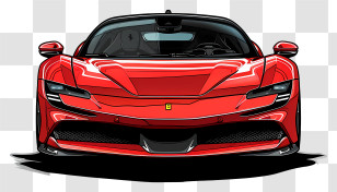 Ferrari Sf90 Stradale - Red Sports Car Front View Transparent PNG
