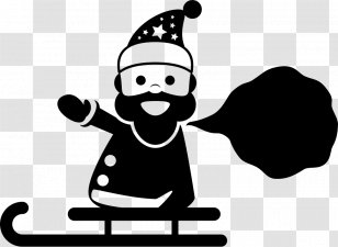 Santa Claus Reindeer Rudolph Christmas - Black And White Transparent PNG