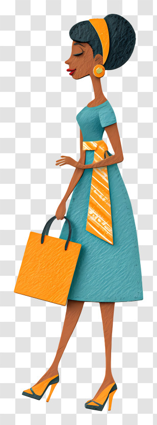 African Woman With Shopping Bag - Stylish Woman With Shopping Bag Transparent PNG