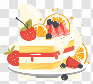 Dessert - Delicious Fruit Cake With Berries Transparent PNG