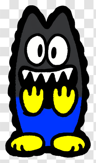 Simple Character Icon - Cartoon Black-Blue Monster Doodle Transparent PNG