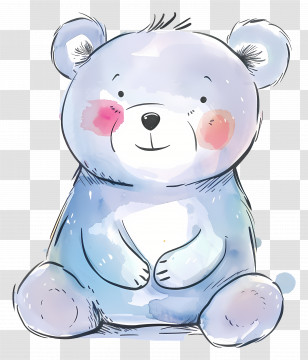 Bear - Watercolor Teddy Bear With Gentle Expression Transparent PNG