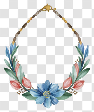 Cartoon - Elegant Floral Necklace With Beads Transparent PNG