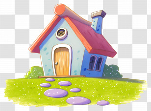 Cartoon House - Whimsical Small Cartoon House Illustration Transparent PNG