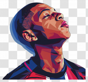 Kylian Mbappe - Vibrant Modern Art Portrait Of A Man Transparent PNG