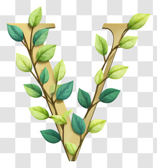 Plant V Logo - Green Leaf V Monogram Transparent PNG