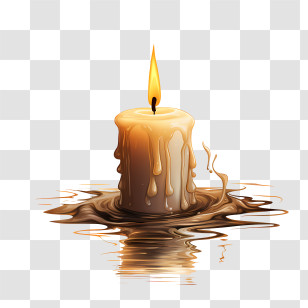 All Souls Day Flower - Melting Candle Illustration With Wax Pool Transparent PNG