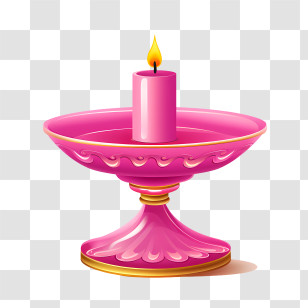 Deepavali
 - Pink Candle On A Decorative Stand Transparent PNG