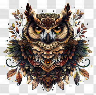 Owl - Intricate Owl Artwork Decoration Transparent PNG