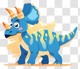 Cartoon Triceratops - Blue Cartoon Triceratops Transparent PNG