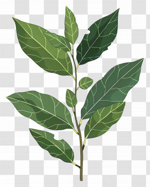 Bay Leaves - Illustration Of Green Leaves On A Branch Transparent PNG