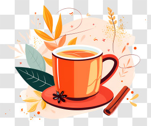 Masala Chai Tea - Warm Tea Cup With Saucer Transparent PNG