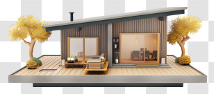 Bungalow - Modern House With Trees Transparent PNG
