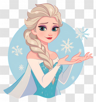 Frozen Elsa Princess - Cartoon Ice Princess With Snowflakes Transparent PNG