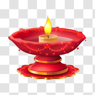 Deepavali
 - Red Festive Oil Lamp For Diwali Celebration Transparent PNG