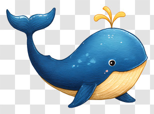 Kawaii Whale - Cute Blue Whale Cartoon Transparent PNG