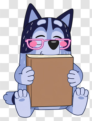 Cartoon Bluey - Cartoon Dog Reading A Book Transparent PNG