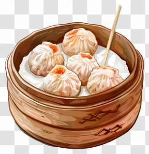 Dimsum - Steaming Xiaolongbao In Bamboo Steamer Illustration Transparent PNG