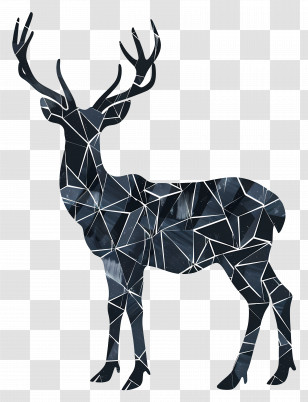 Deer Silhouette - Silhouette Of A Deer With Antlers Transparent PNG