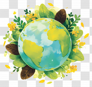 Mother Earth Day - Illustration Of Earth With Vibrant Greenery Transparent PNG