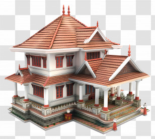 Kerala House - Traditional House With Red Roof Transparent PNG