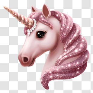 Sparkly Pink Unicorn Head - Sparkly Pink Unicorn Transparent PNG