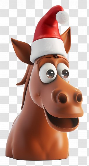 Horse Christmas - Cartoon Horse Wearing Santa Hat Transparent PNG